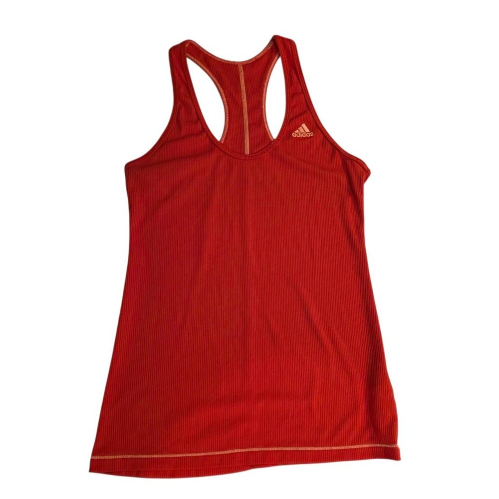 Adidas Athletic Tank Top Racerback‎ Ribbed Red Running Fitness Womens Medium